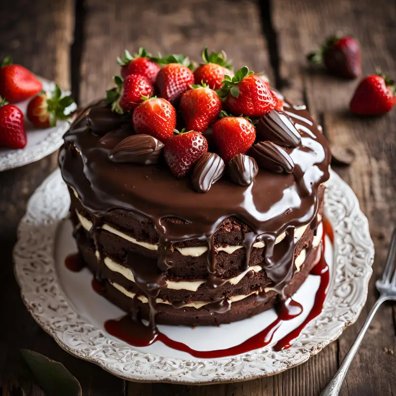 Chocolate-Dipped Strawberry Cake