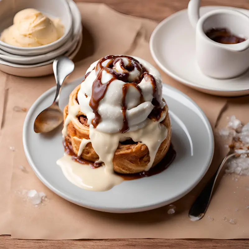 Cinnamon Roll With Ice Cream