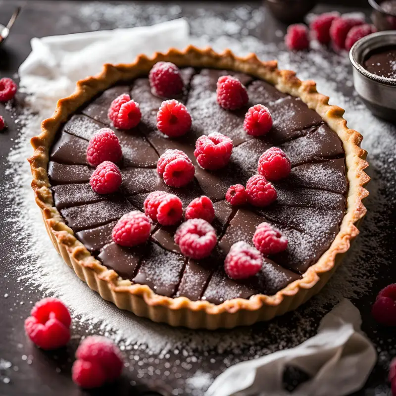 Dark Chocolate Raspberry Tart