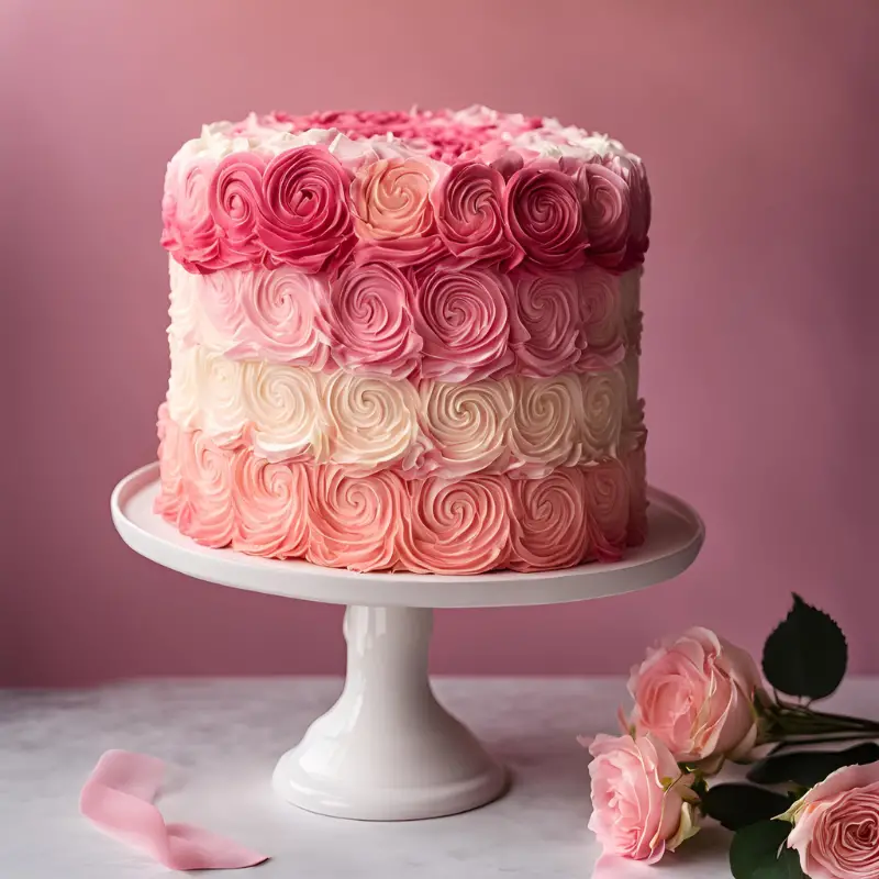 Pink Ombre Rosette Cake