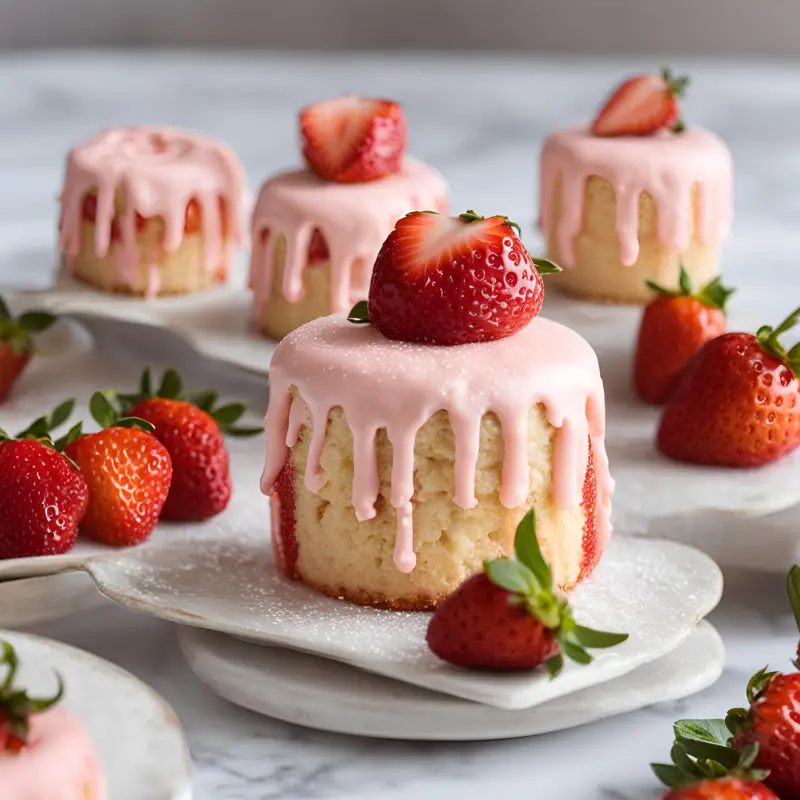 Strawberry Champagne Mini Cakes