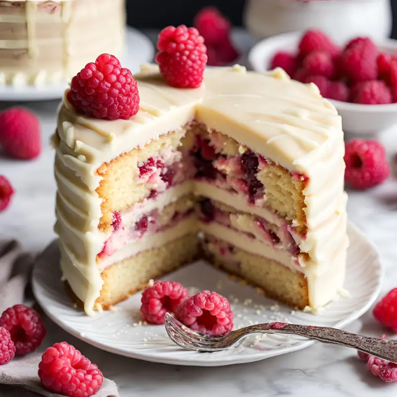 White Chocolate Raspberry Cake