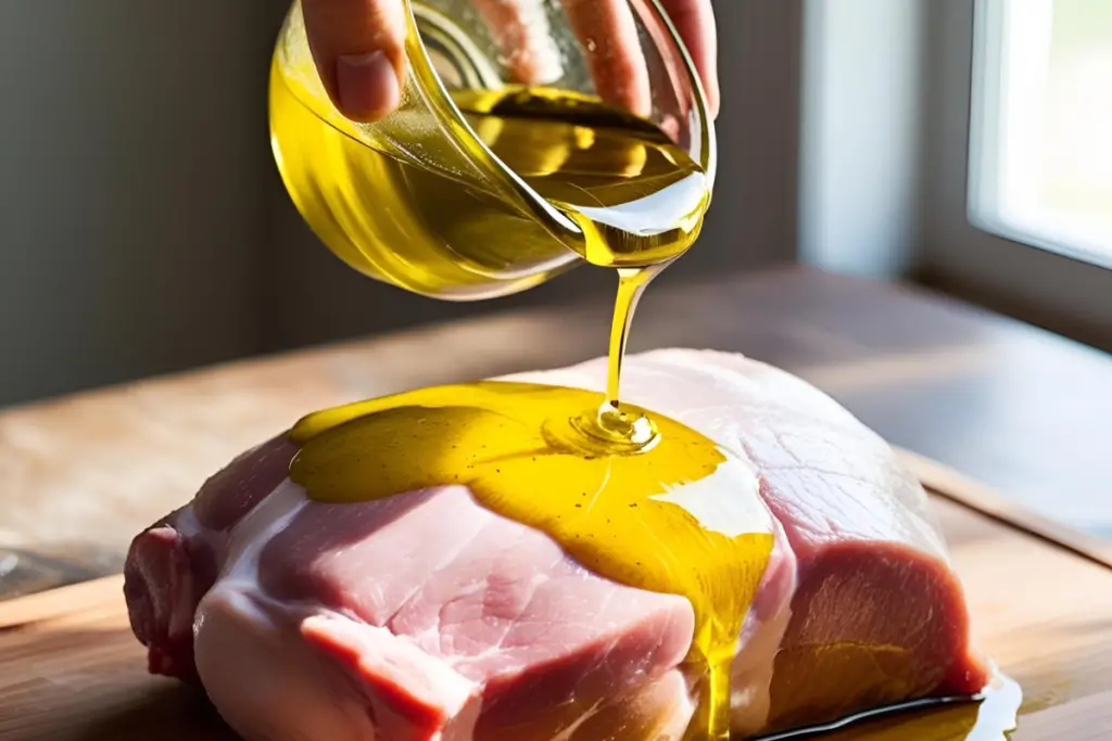 1.1. Rub olive oil all over the pork