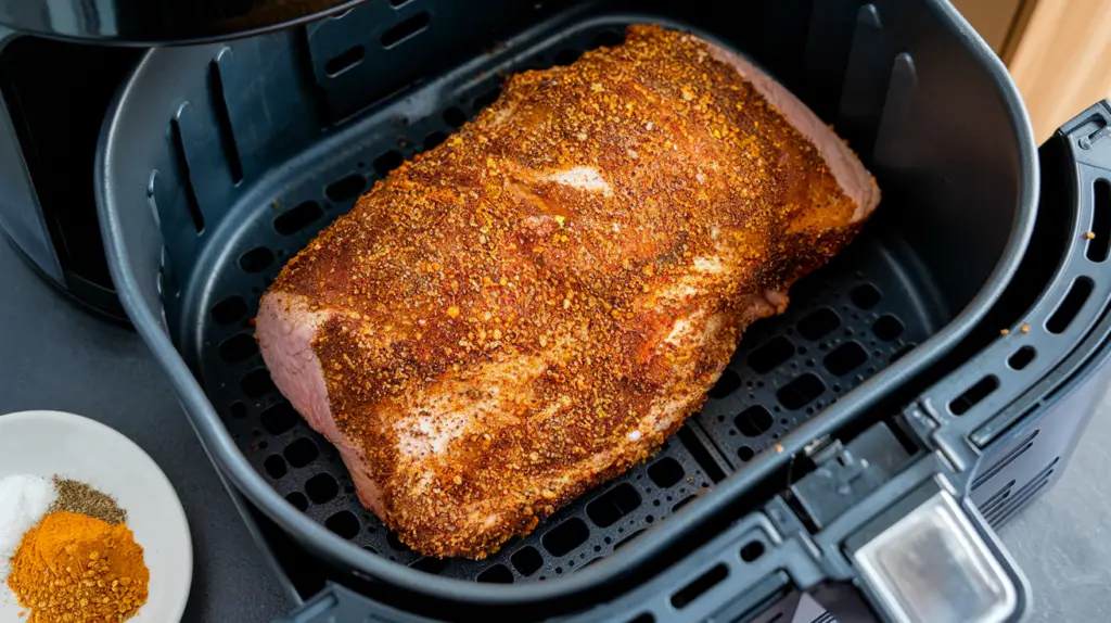 4. Place the pork tenderloin in the air fryer