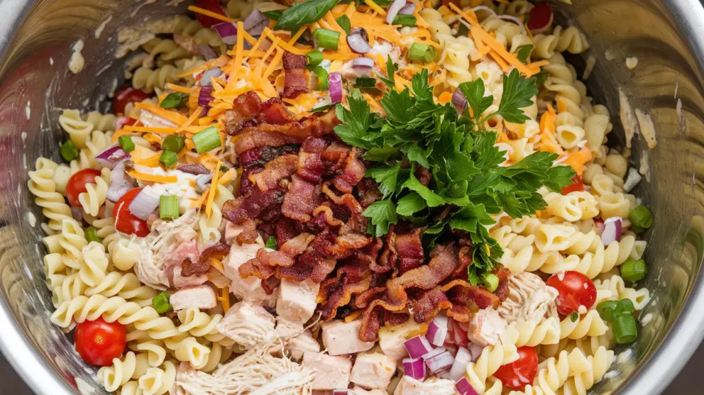 Combine the Chicken Bacon Ranch Salad