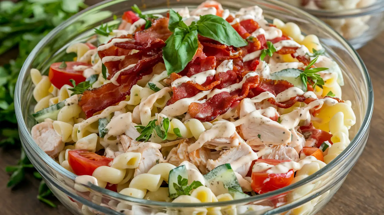 Chicken Bacon Ranch Pasta Salad!