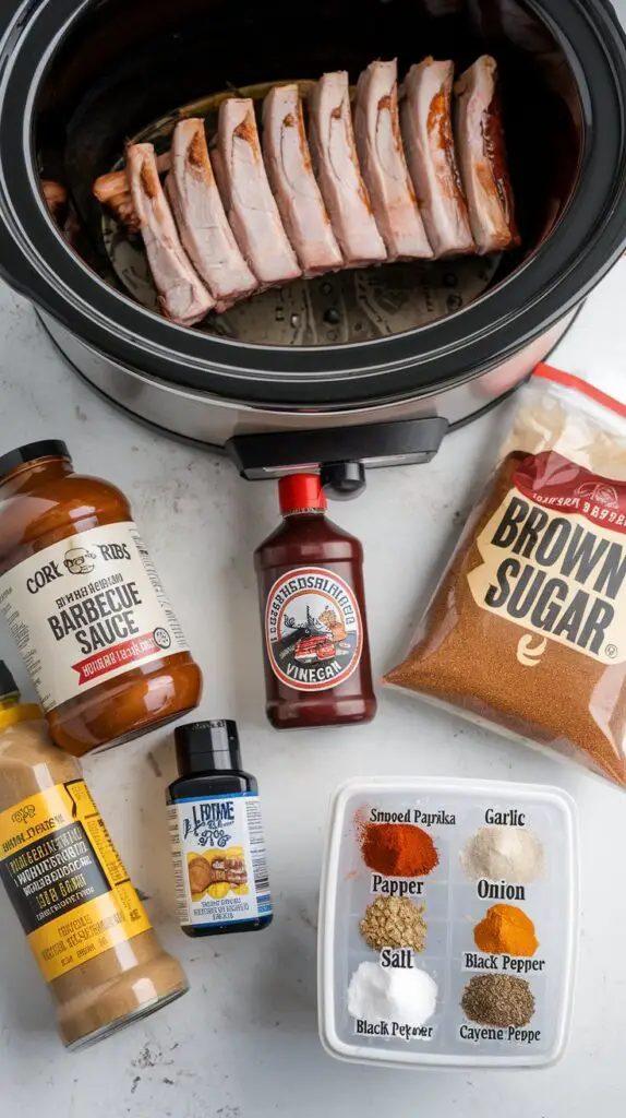 Easy Crockpot BBQ Ribs Recipe ingredients