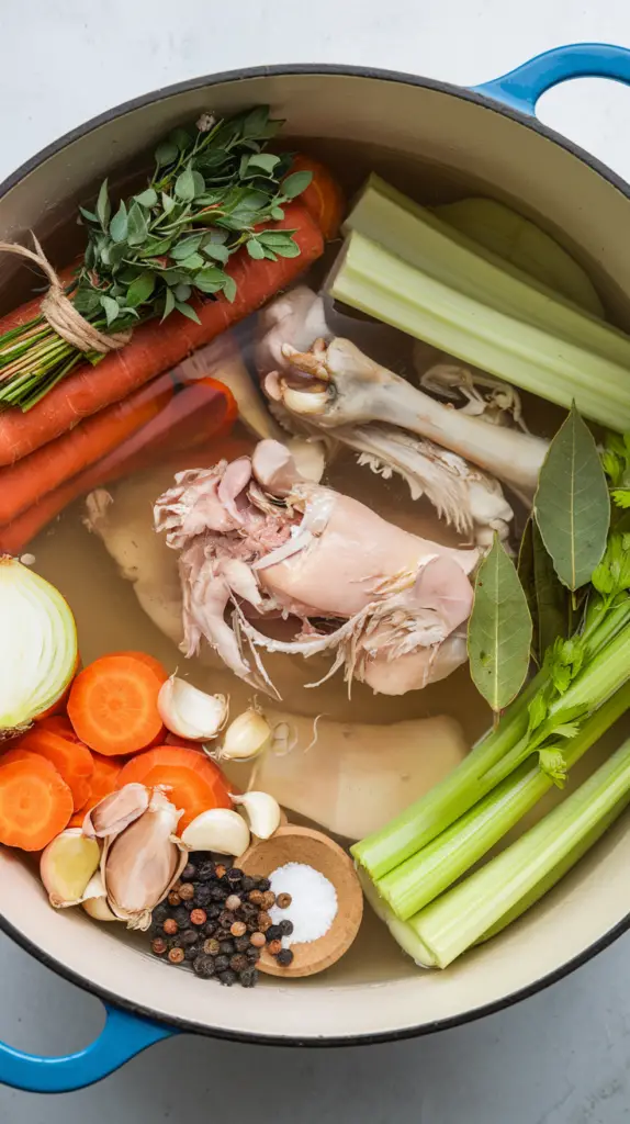 Easy Homemade Chicken Bone Broth Recipe ingredients