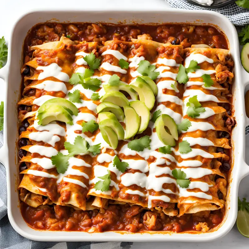 Red Chicken Enchiladas Casserole