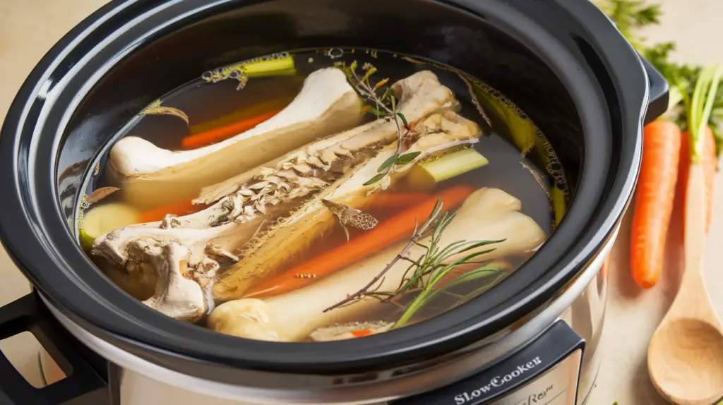 Simmer Chicken bone broth Low and Slow