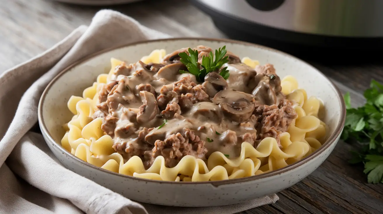 Crockpot Ground Beef Stroganoff Recipe!