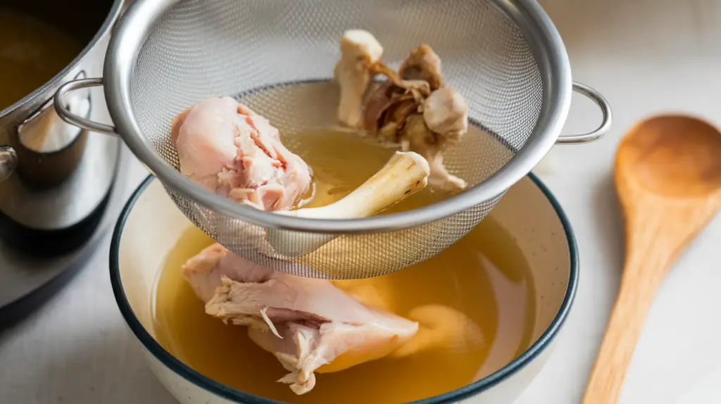 strain the chicken bone broth