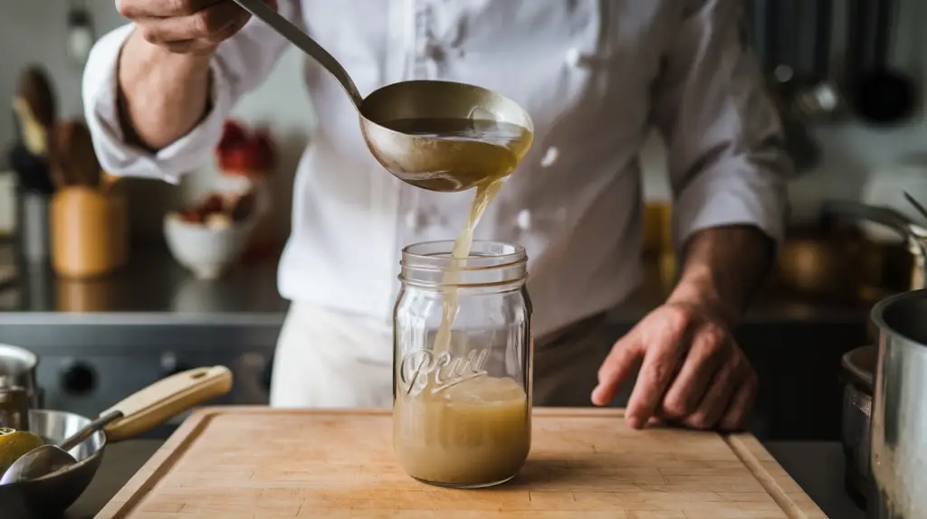 transferring Chicken bone broth to jars or containers