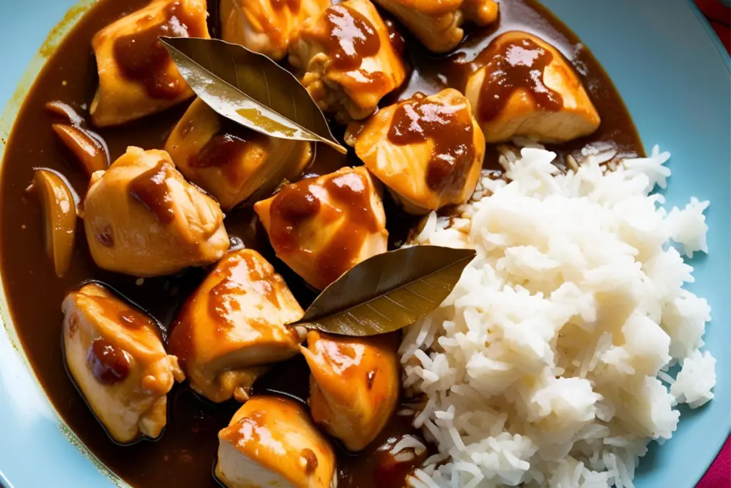 white rice with authentic Filipino dish