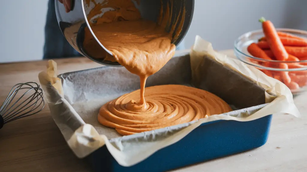 4. Pour the batter on a baking dish