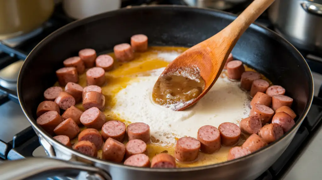 Add flour to Sausage Gravy