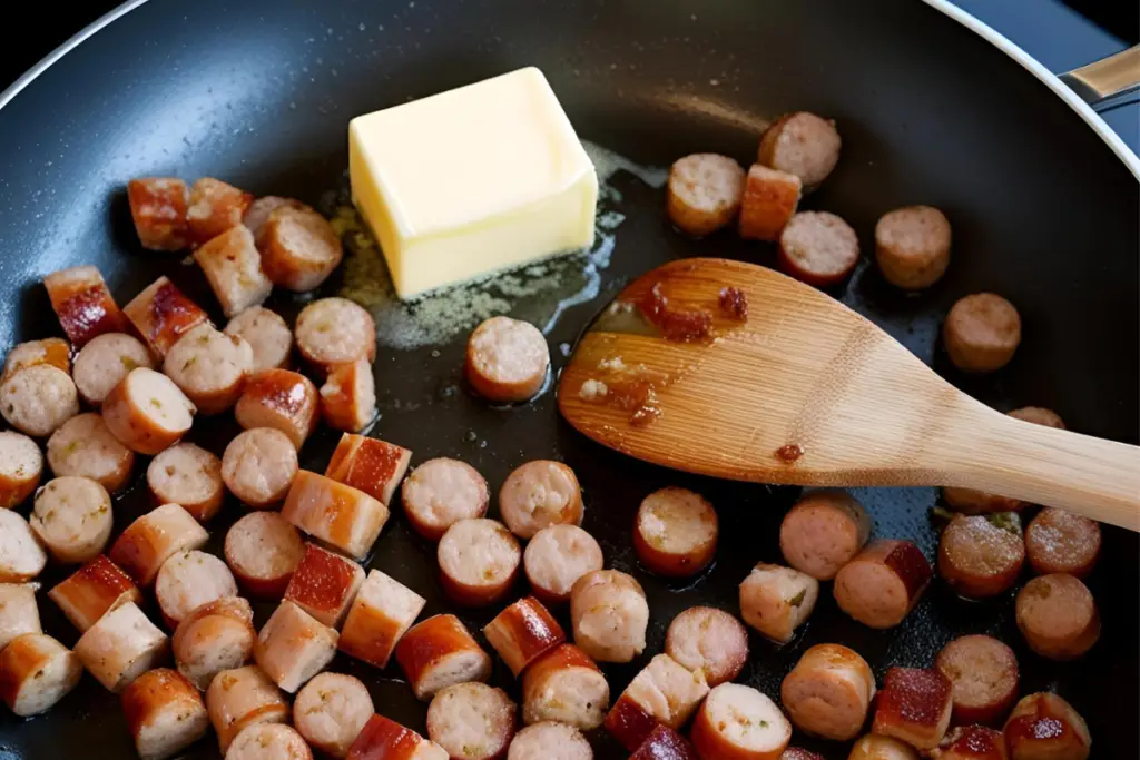 Add butter to the Sausage chunks