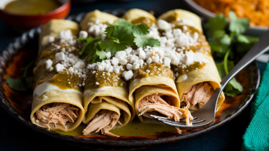 Creamy Green Chili Chicken Enchiladas