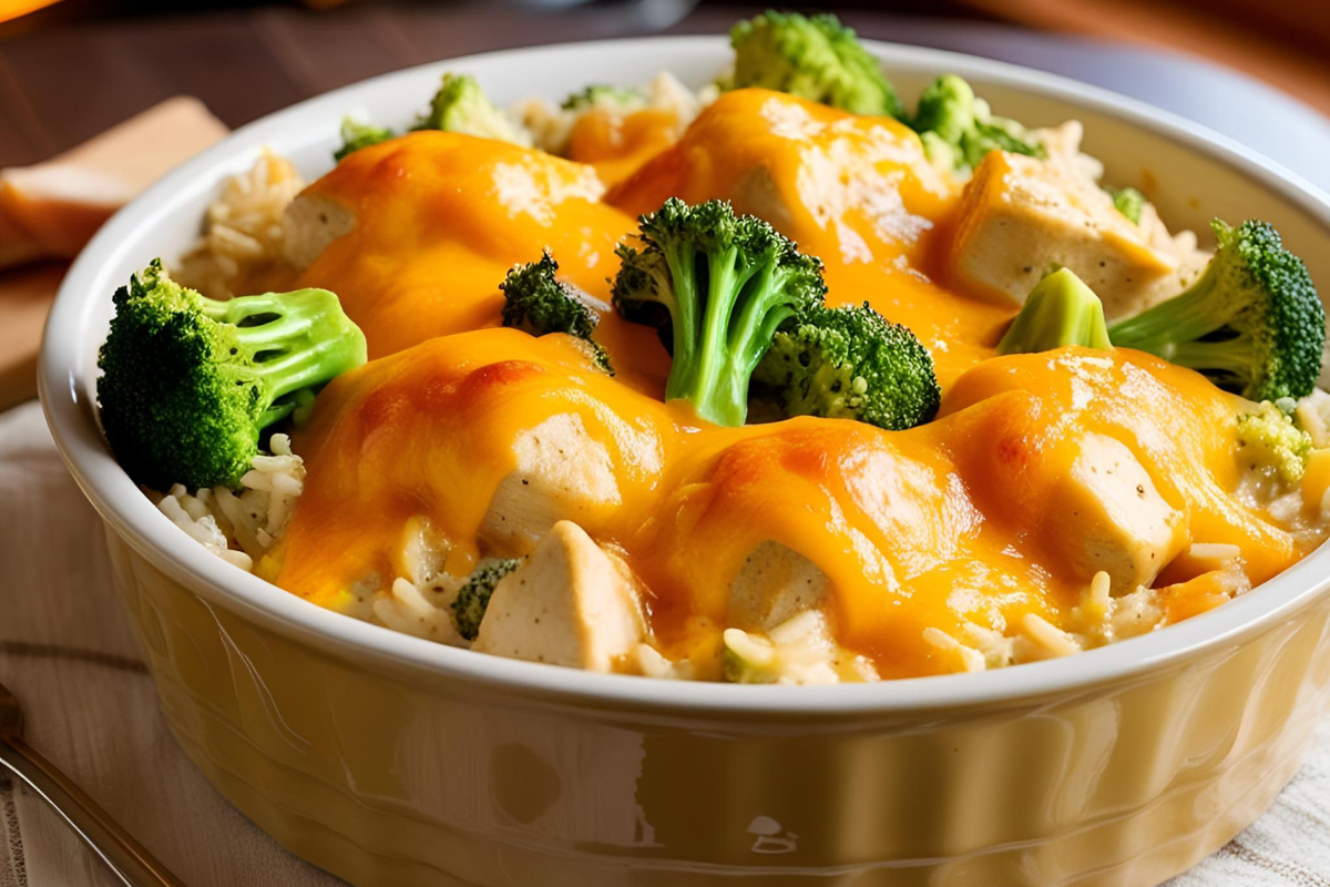 Cheesy Chicken Broccoli Rice Casserole!