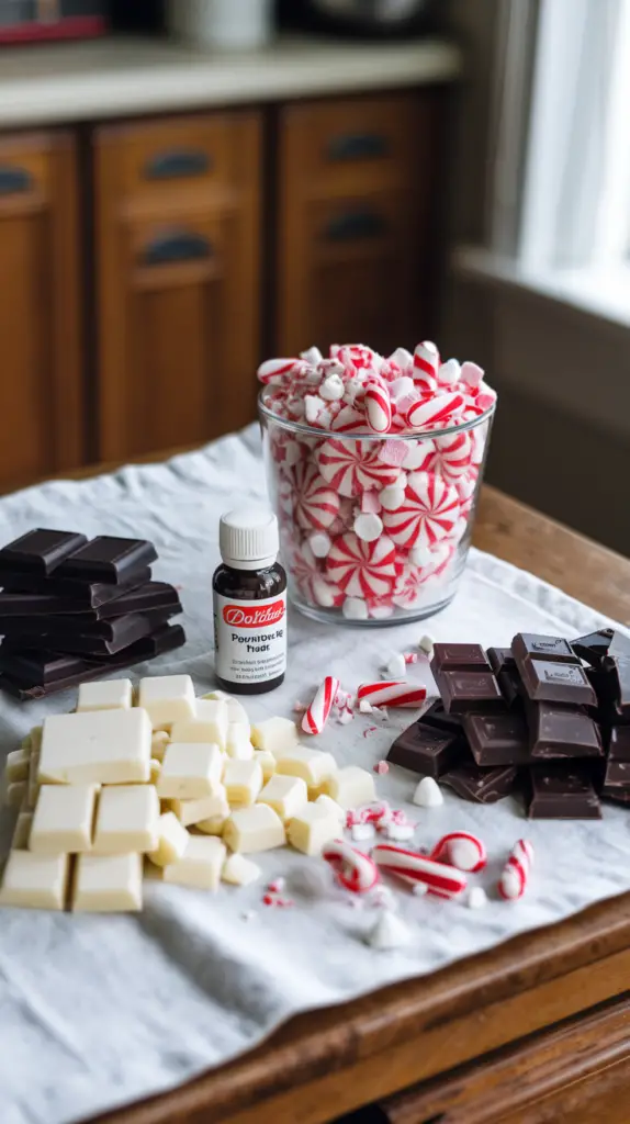 Homemade Peppermint Bark ingredients
