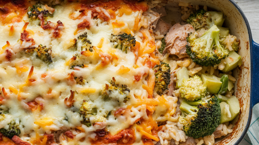 One Pan Cheesy Chicken Broccoli And Rice