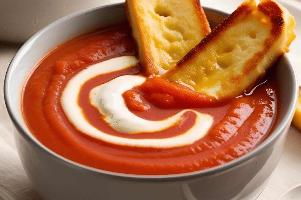 Creamy Tomato Soup with Grilled Cheese Dippers