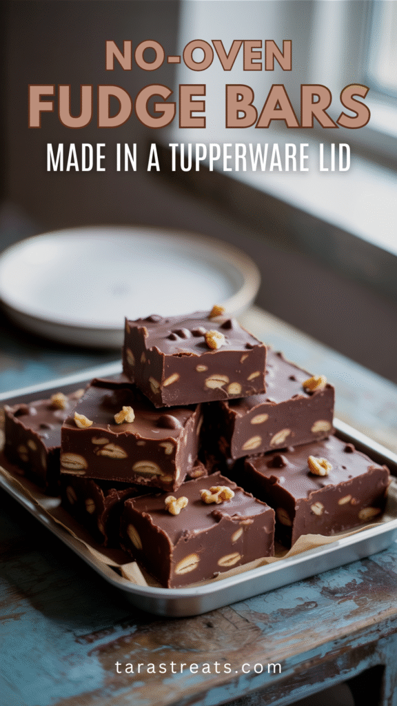 No-Oven Fudge Bars Made in a Tupperware Lid