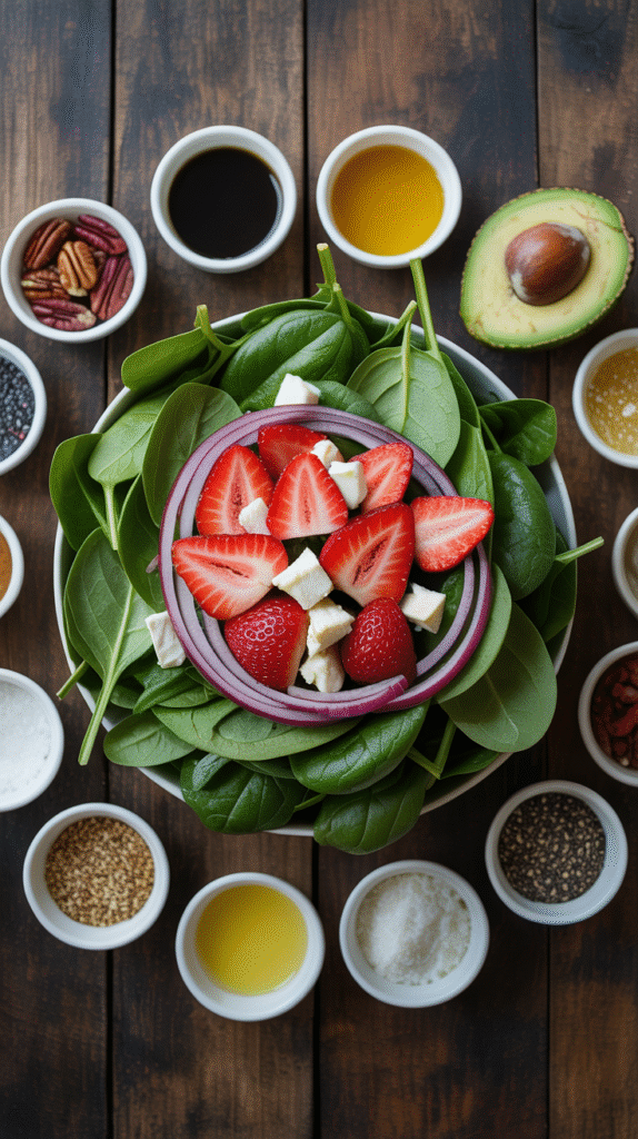 Spinach Strawberry Salad with Balsamic Poppyseed Dressing Ingredients