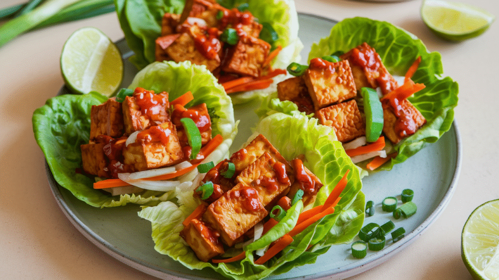Sweet Chili Tofu Lettuce Wraps